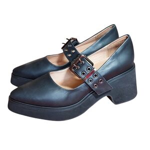 Chunky All Black Mary Janes Goth Altternative Platform Vibes Block Heels